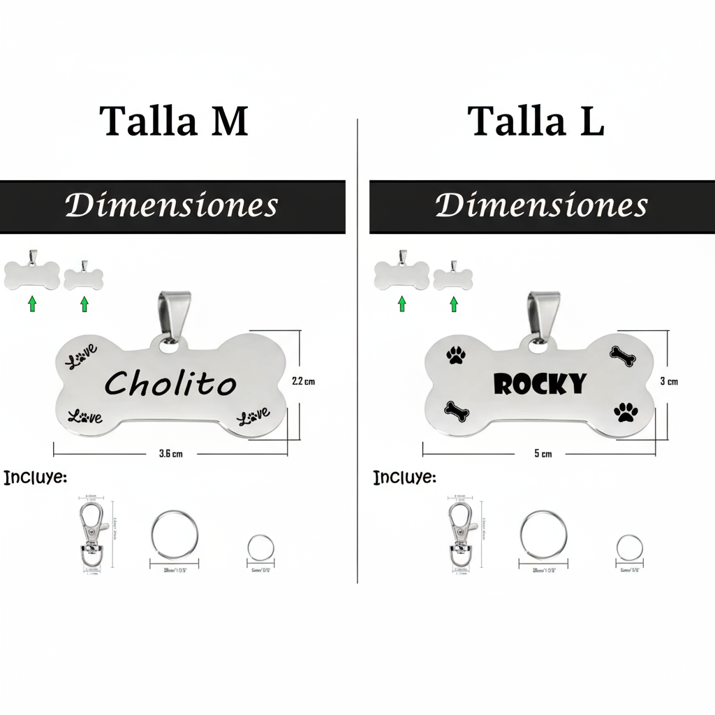 Comparación dimensiones Talla M y Talla L